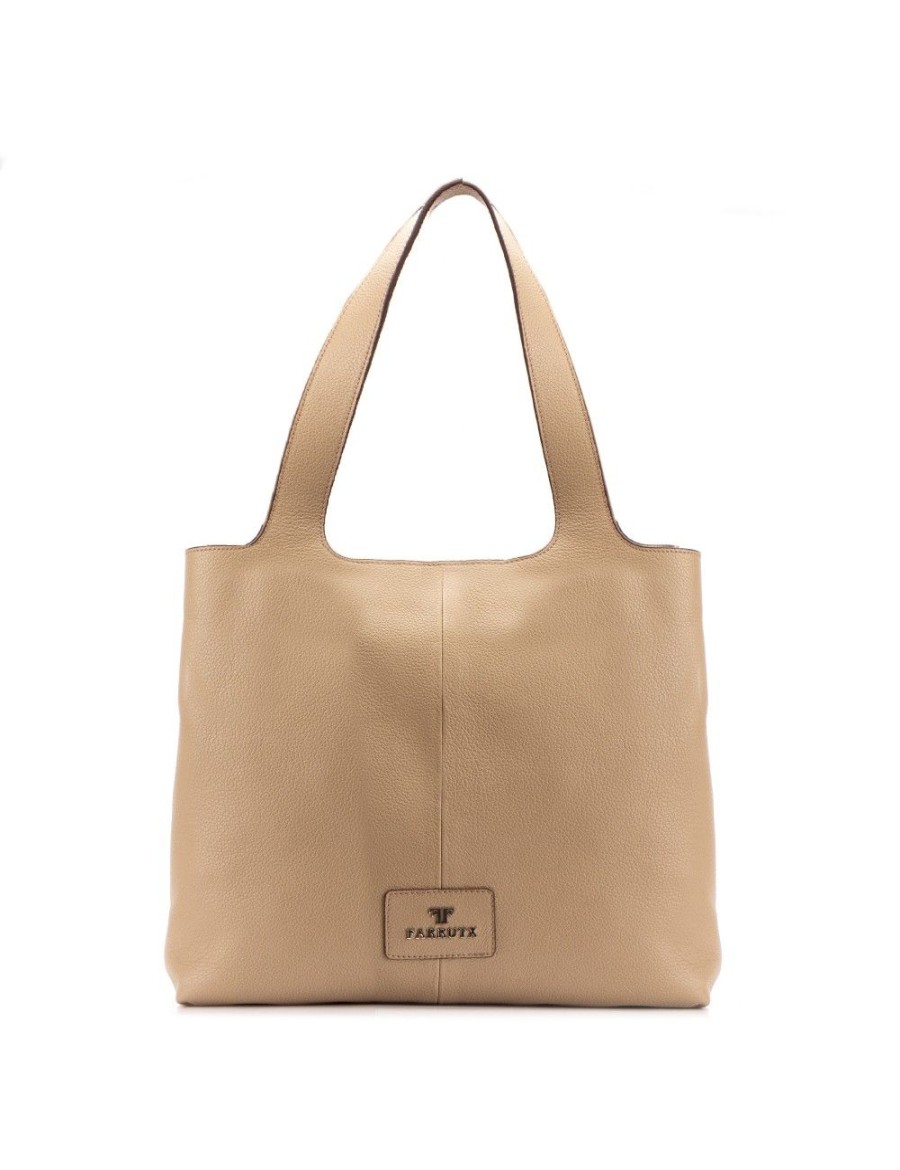 Bolsos FARRUTX | Nikos-Bis Piel Bombeada Taupe